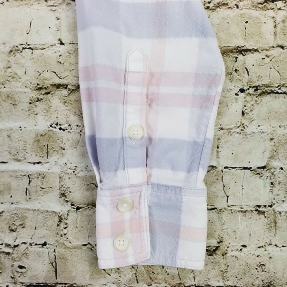 Free People Loveland Plaid Pastel Combo Long Sleeve Button Down Shirt Womens S - Picture 5 of 16